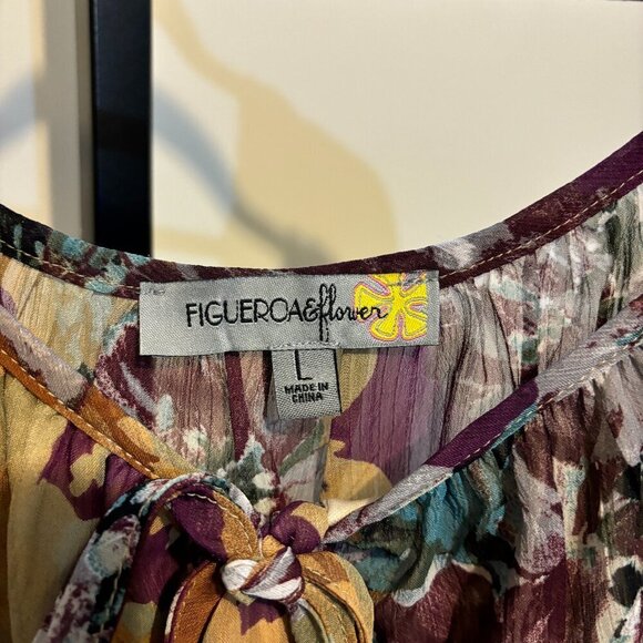 Figueroa and Flower Mocha Floral Print Peasant Maxi Dress - Picture 3 of 13